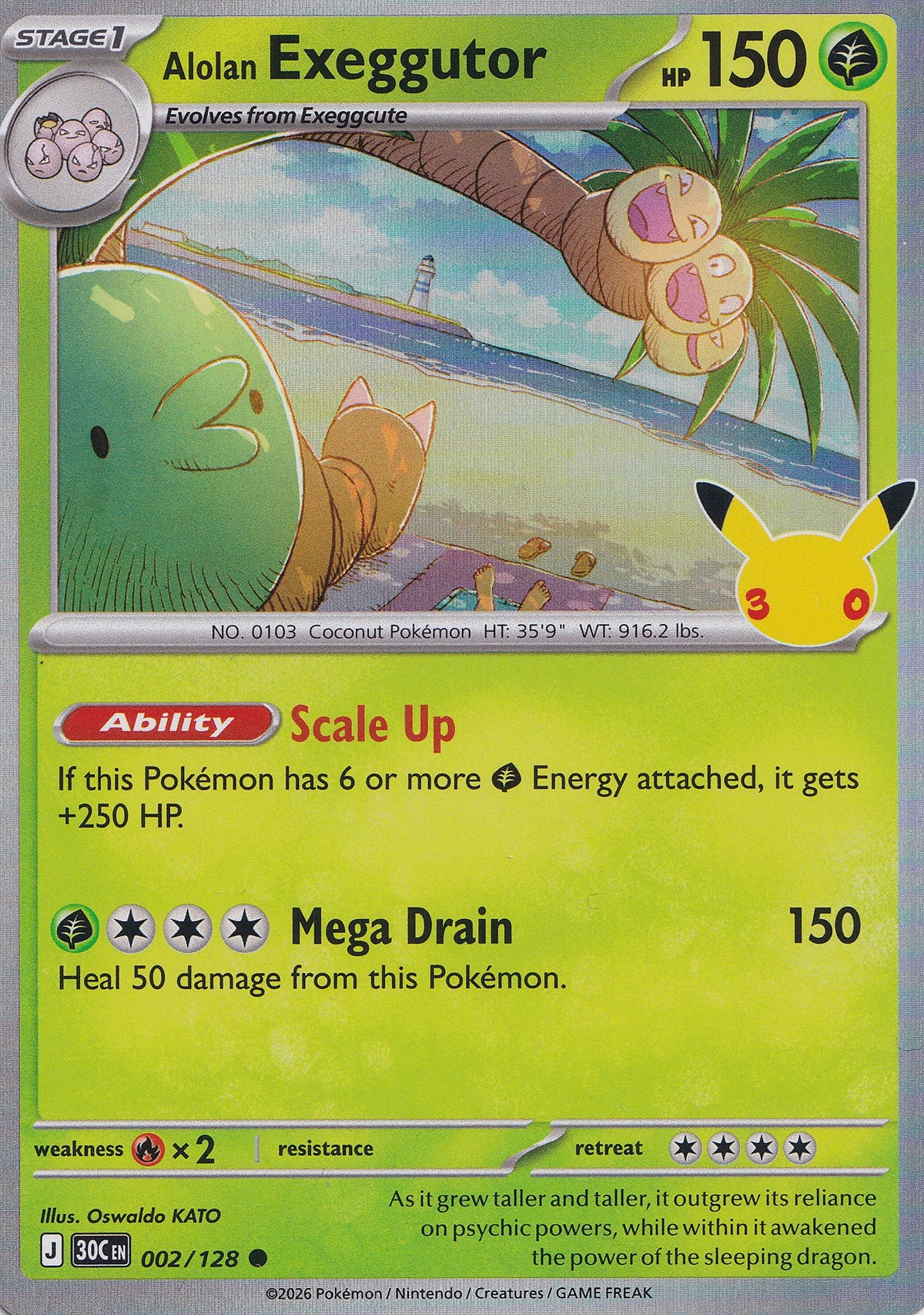 Alolan Exeggutor 002/128 30C EN HOLO (NM)