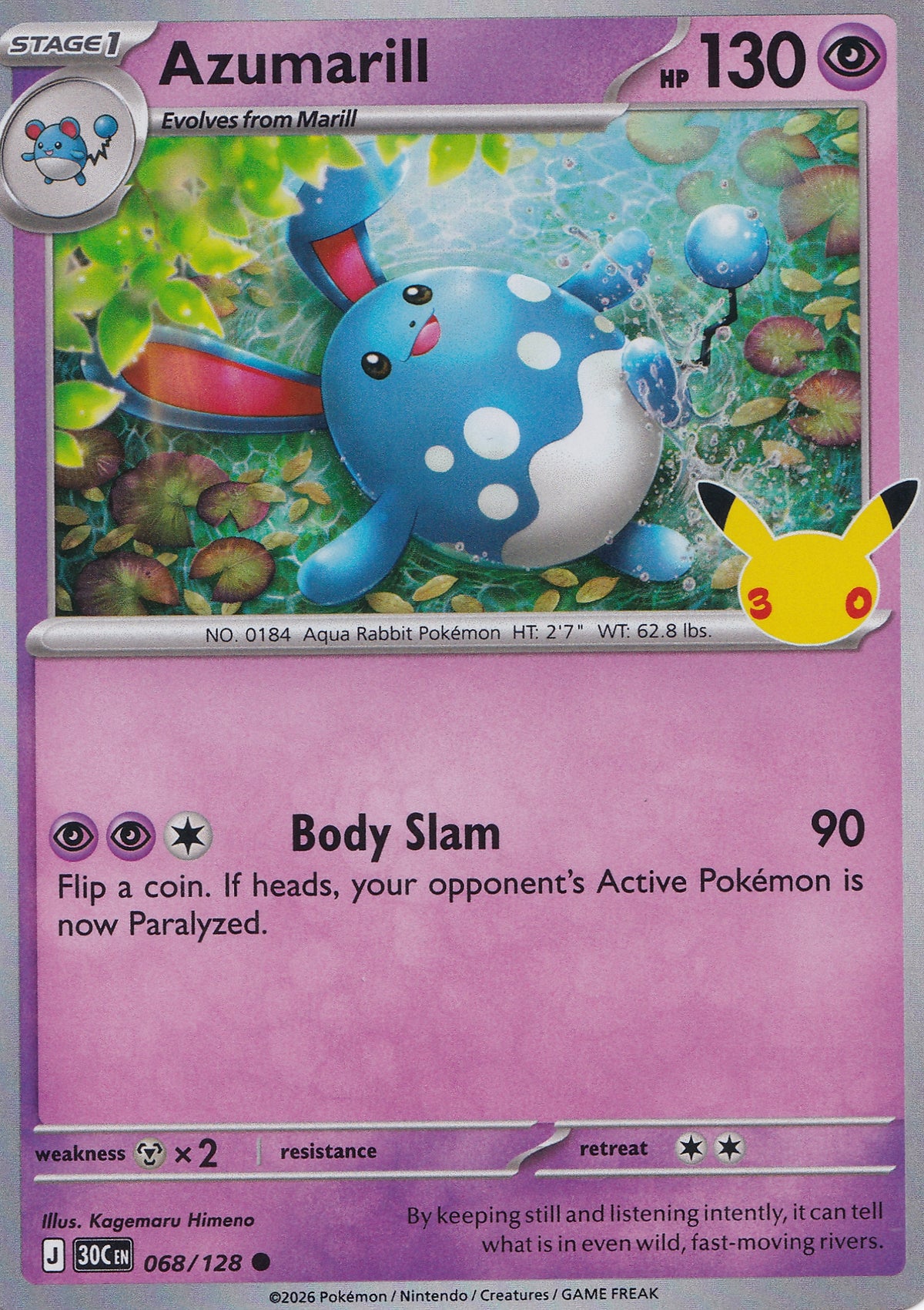 Azumarill 068/128 30C EN HOLO (NM)