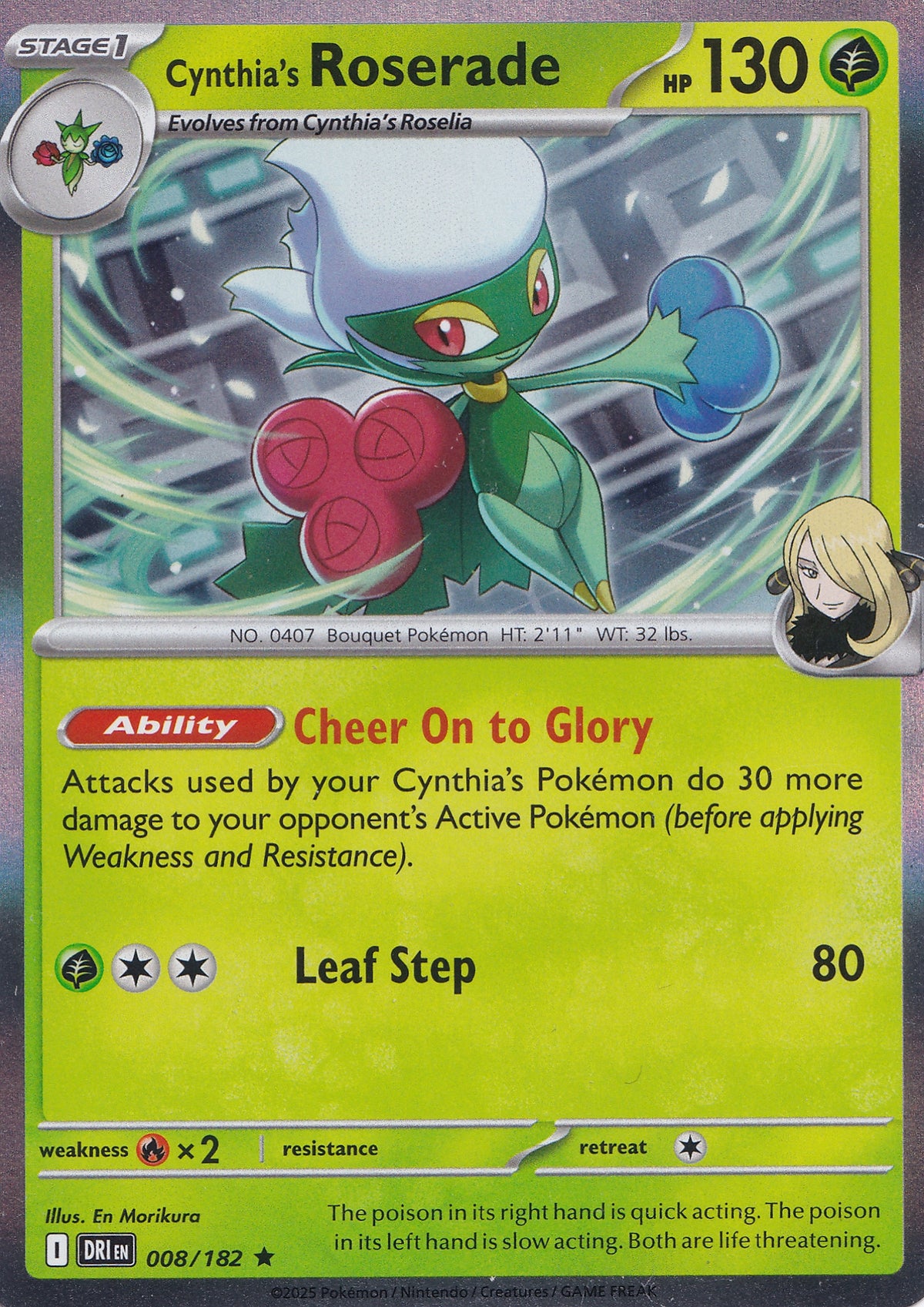 Cynthia’s Roserade 008/182 DRI EN HOLO (NM)