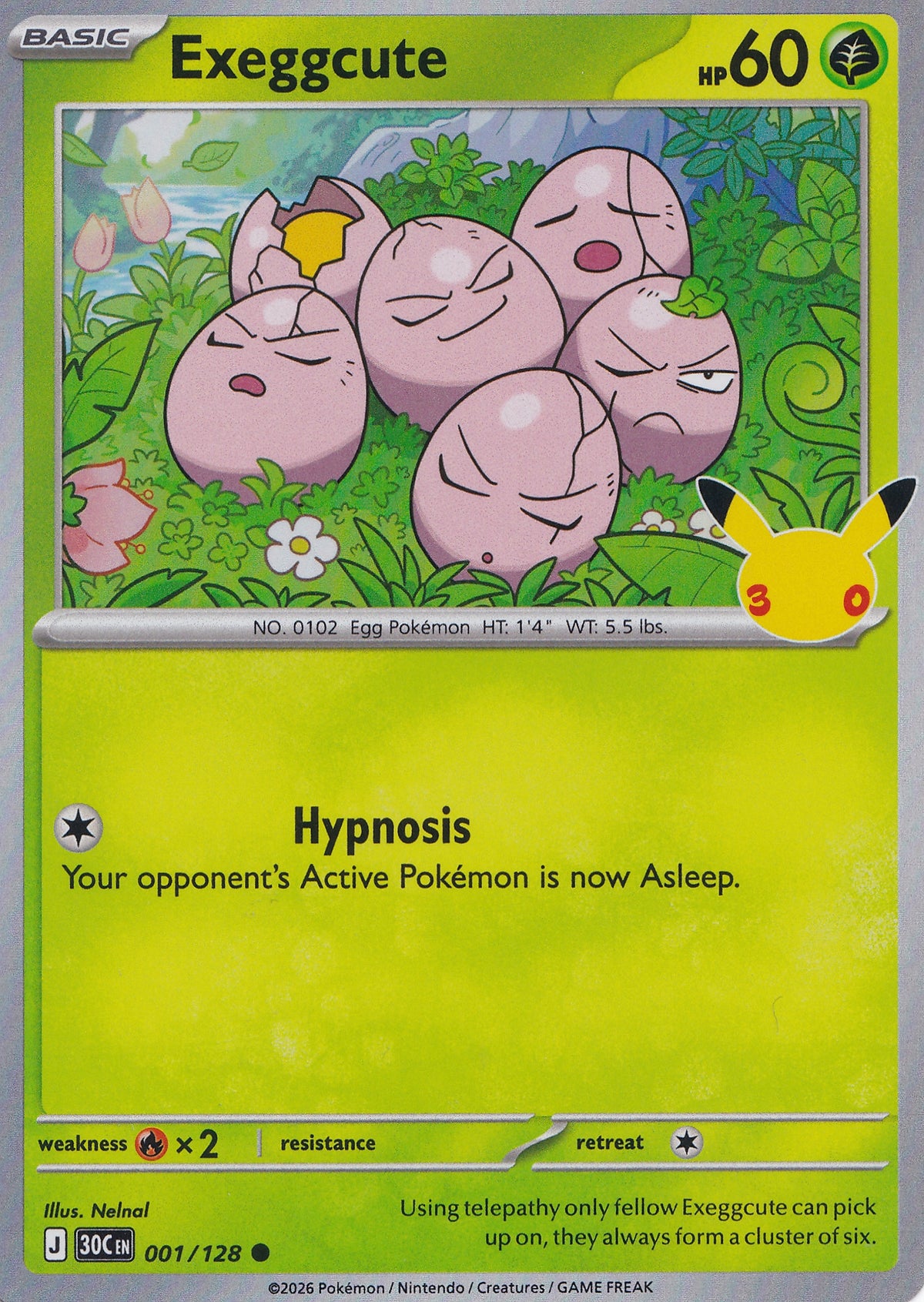 Exeggcute 001/128 30C EN HOLO (NM)