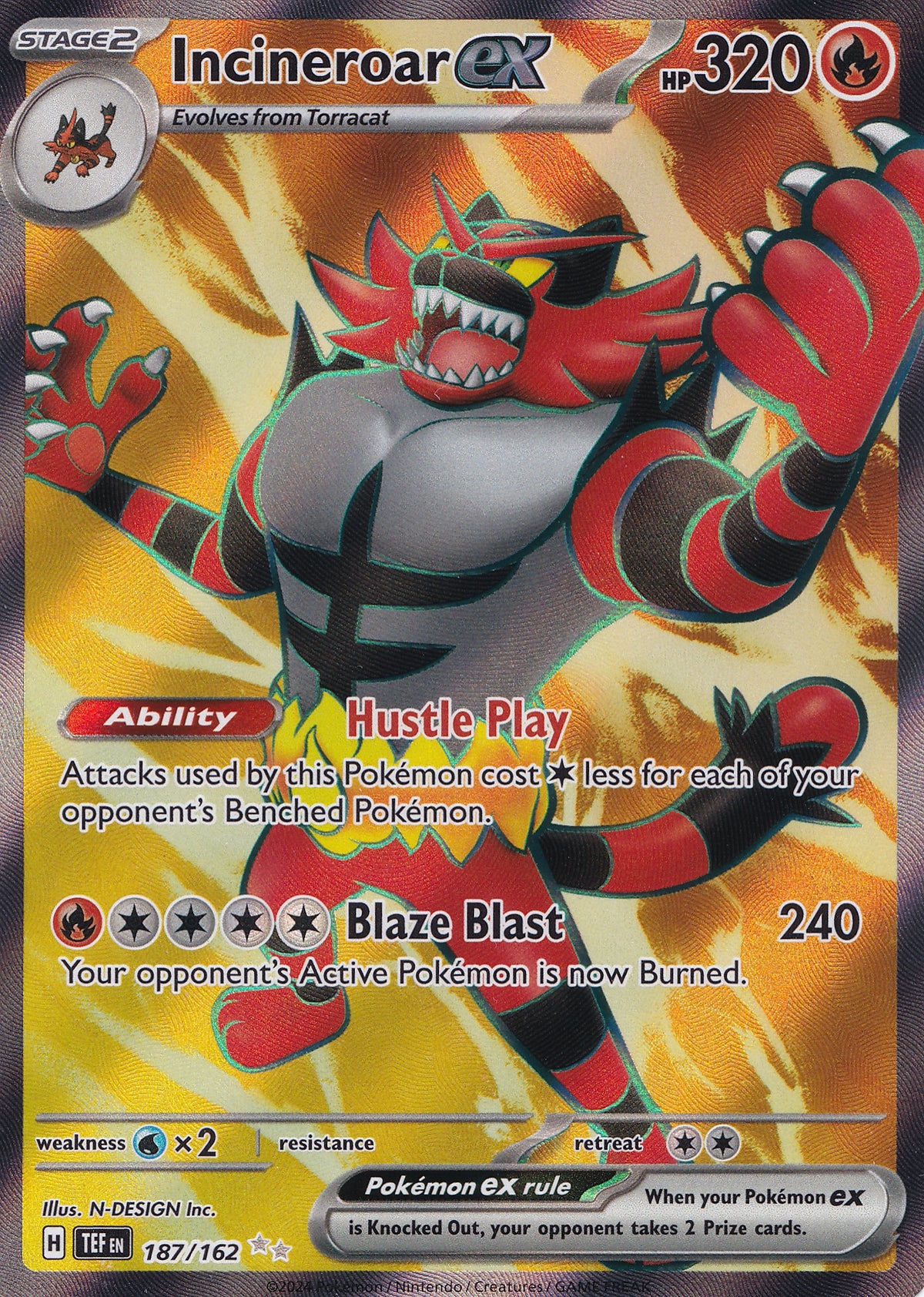 Incineroar ex 187/162 TEF ENG 2024 (NM)