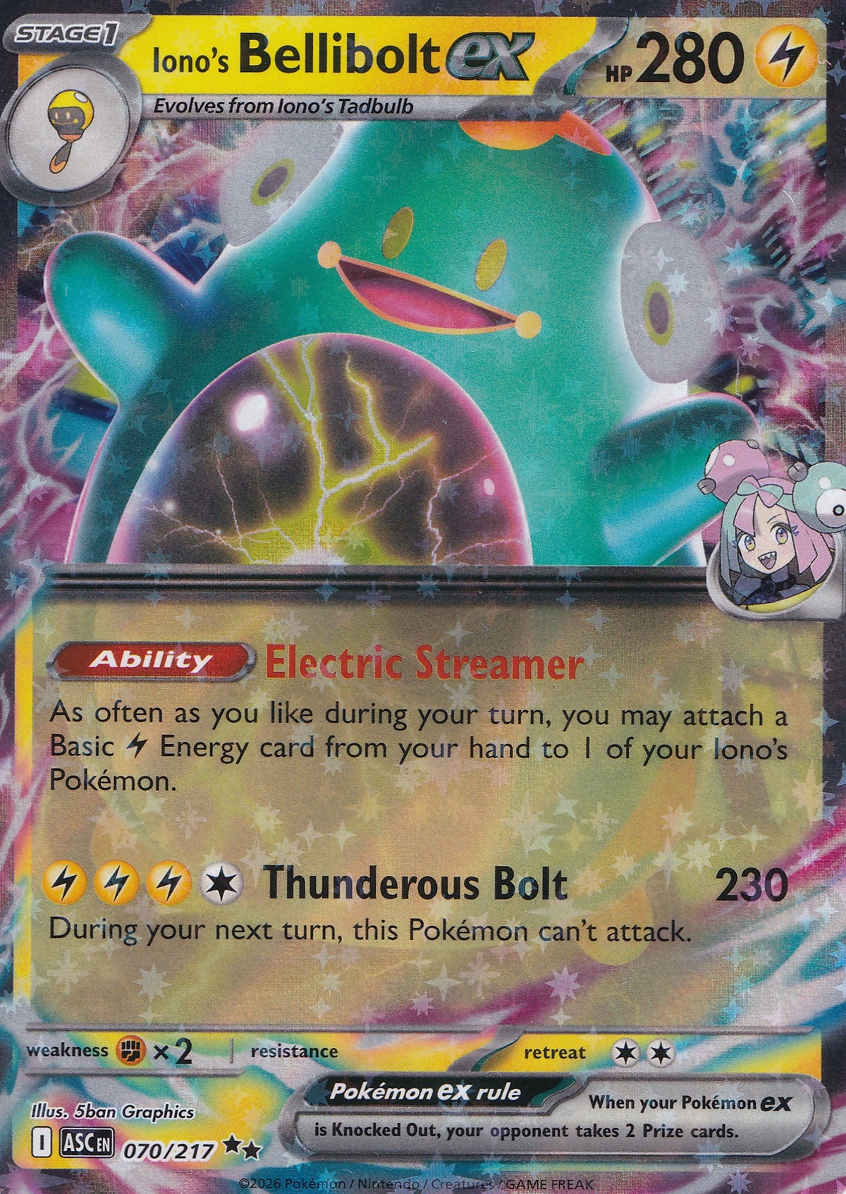 Iono's Bellibolt ex 070/217 ASC ENG 2025 (NM)