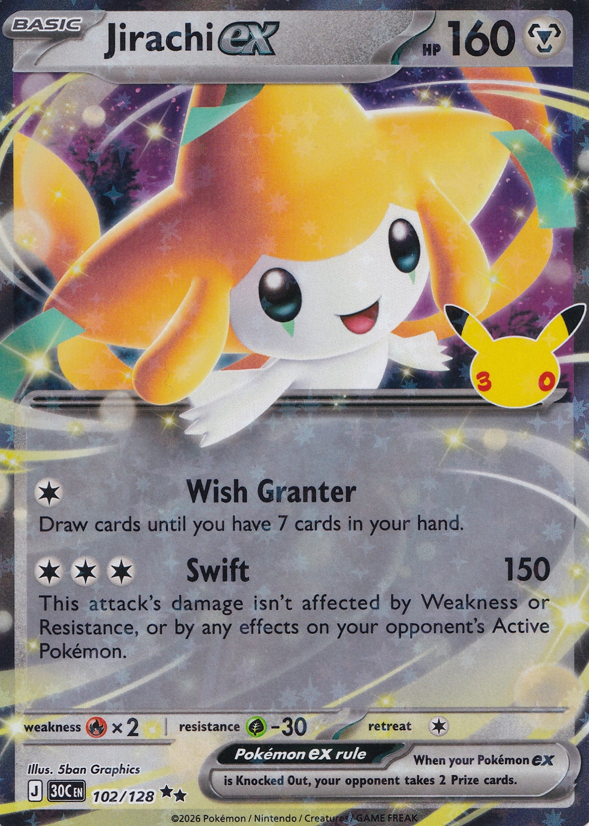 Jirachi ex 102/128 30C EN (NM)