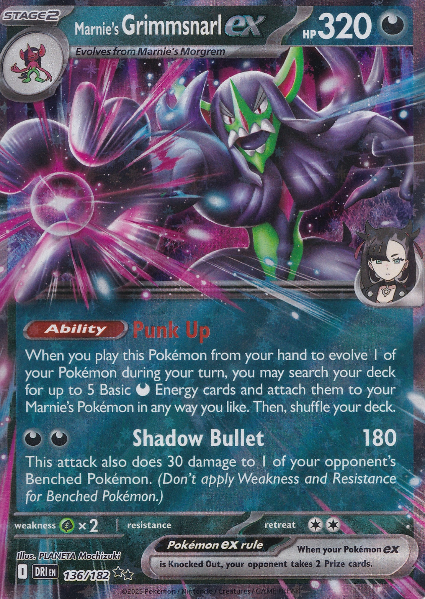 Marnie's Grimmsnarl ex 136/182 DRI ENG 2025 (NM)