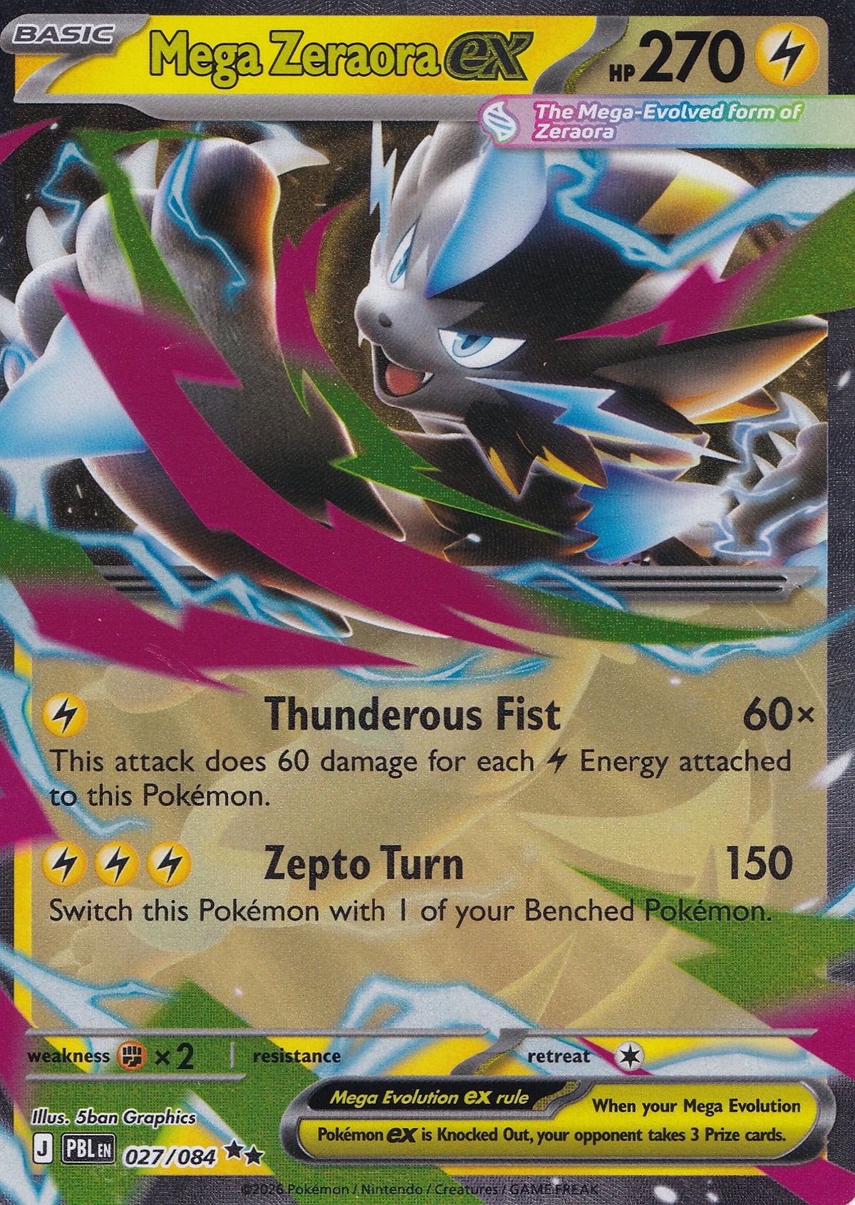 Mega Zeraora ex 027/084 PBL EN HOLO (NM)