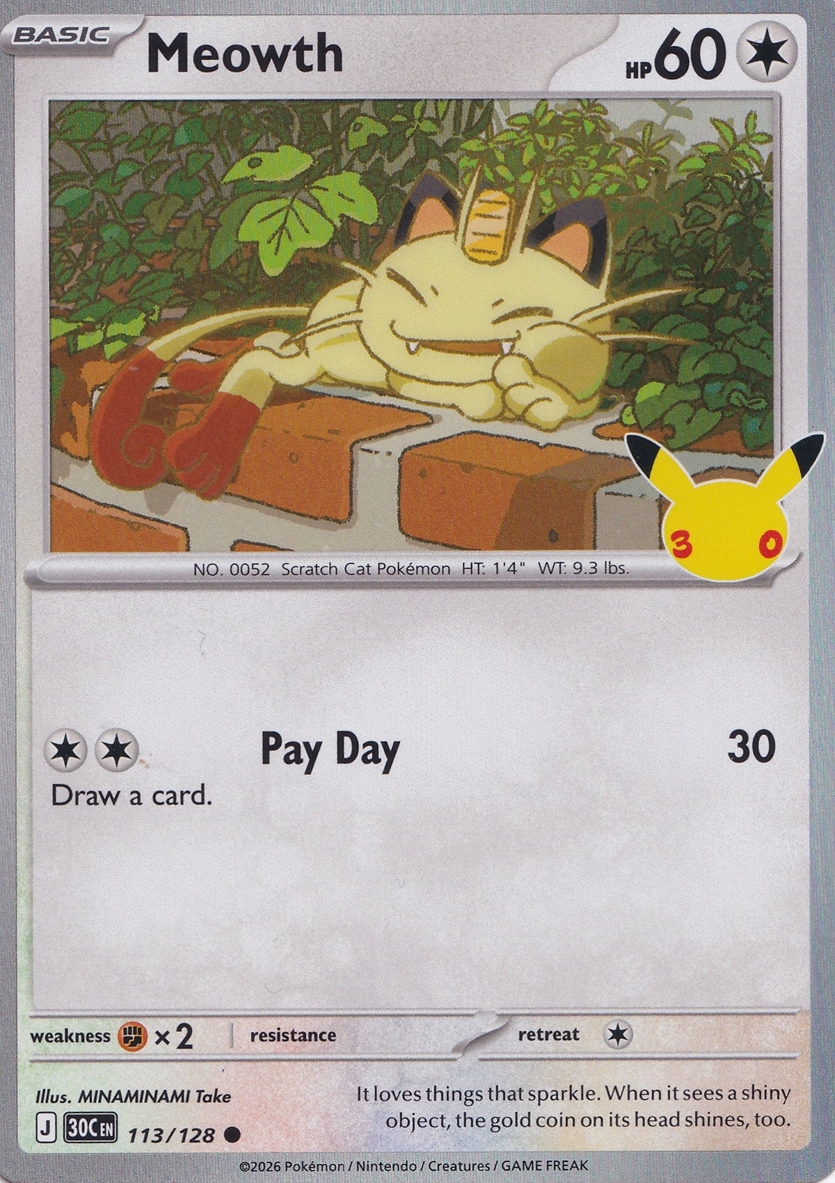 Meowth 113/128 30C EN HOLO (NM)