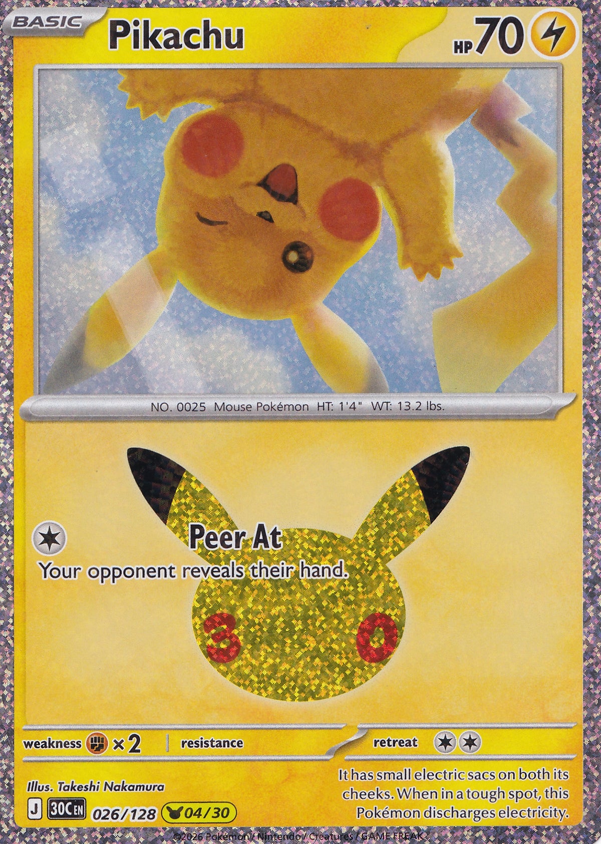 Pikachu 026/128 30C EN HOLO (NM)