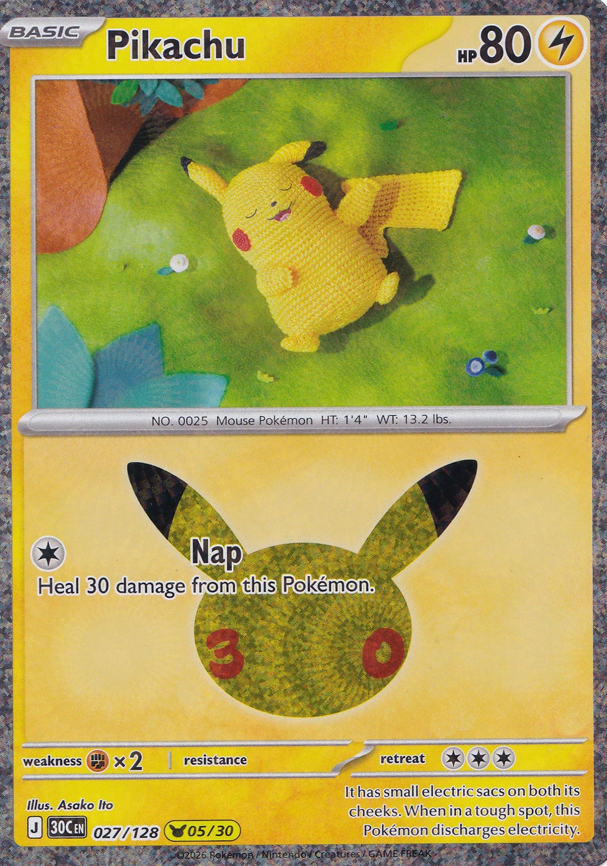 Pikachu 027/128 30C EN HOLO (NM)