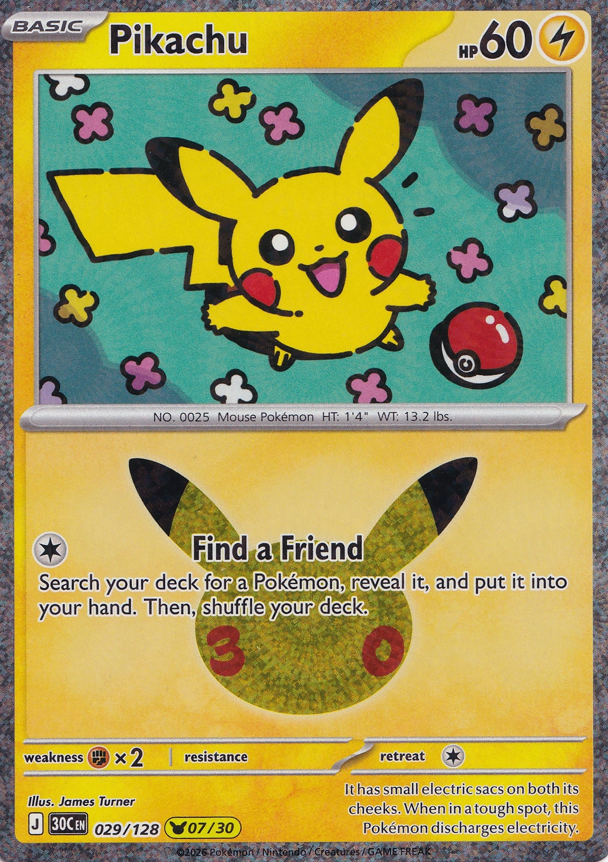 Pikachu 029/128 30C EN HOLO (NM)
