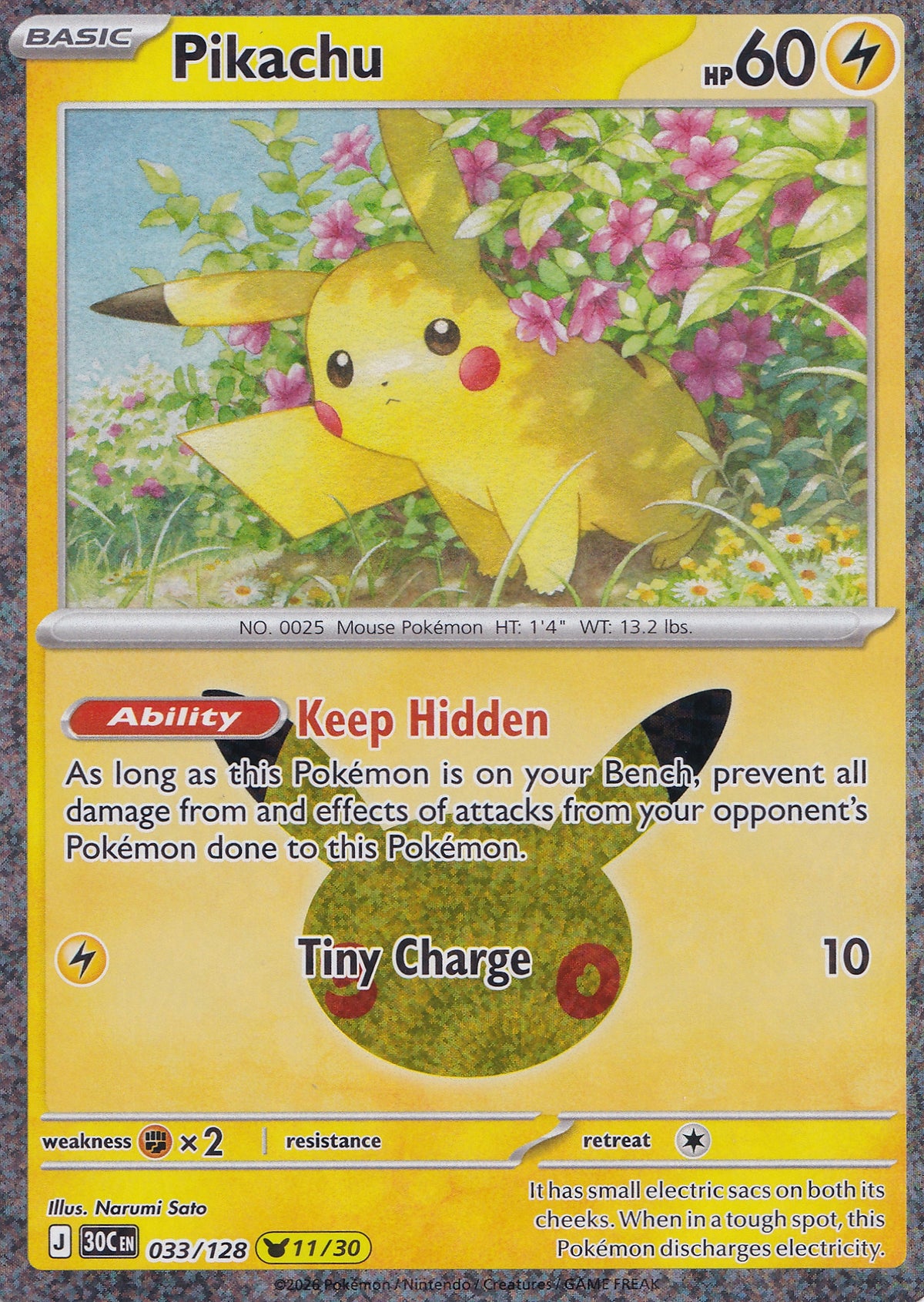 Pikachu 033/128 30C EN HOLO (NM)