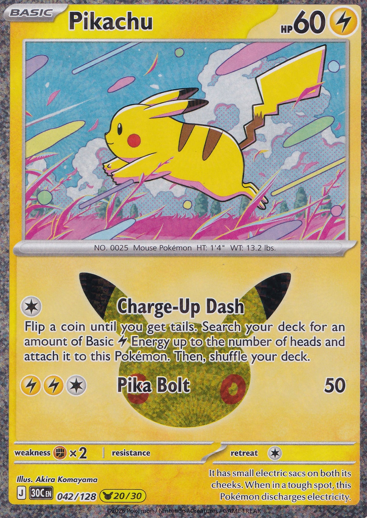 Pikachu 042/128 30C EN HOLO (NM)