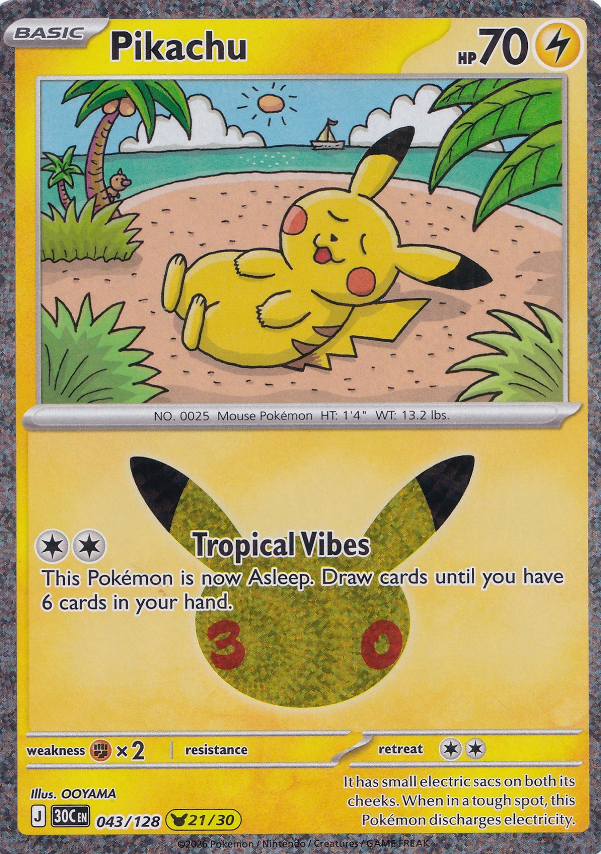 Pikachu 043/128 30C EN HOLO (NM)