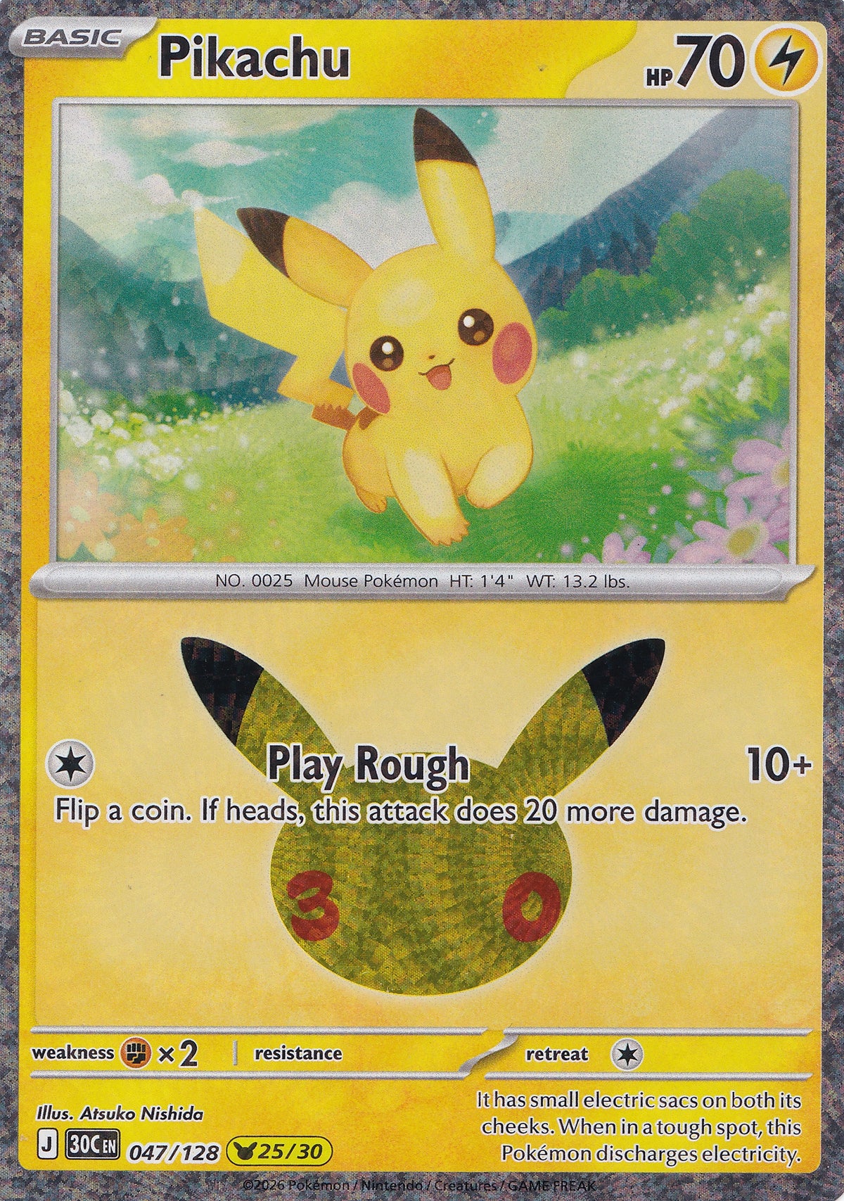 Pikachu 047/128 30C EN HOLO (NM)