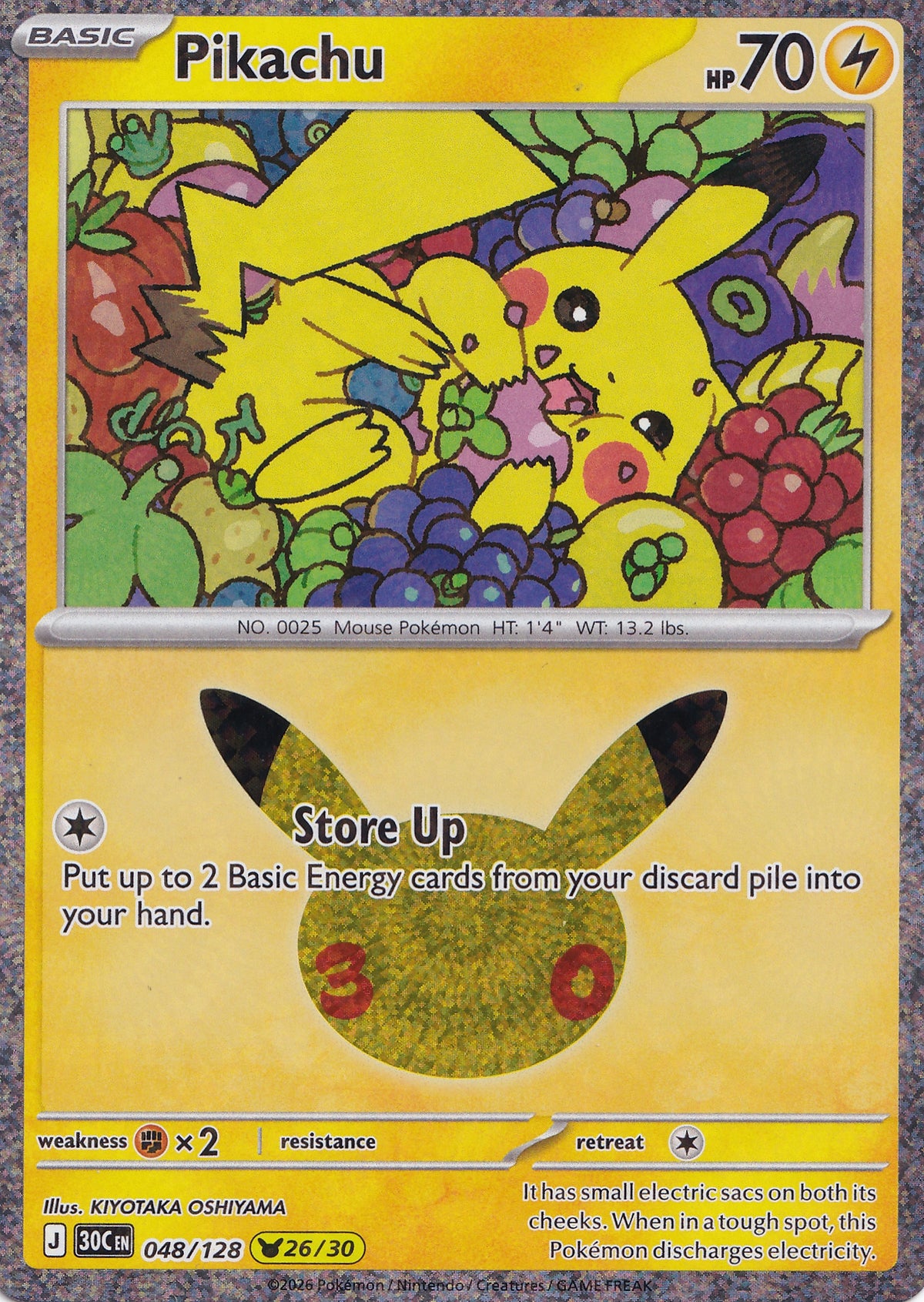 Pikachu 048/128 30C EN HOLO (NM)