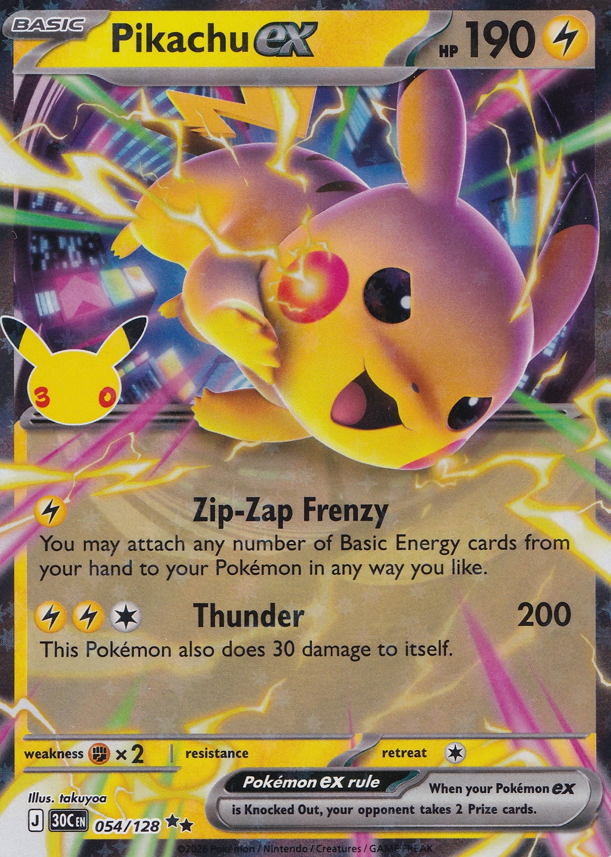Pikachu ex 054/128 30C EN HOLO (NM)