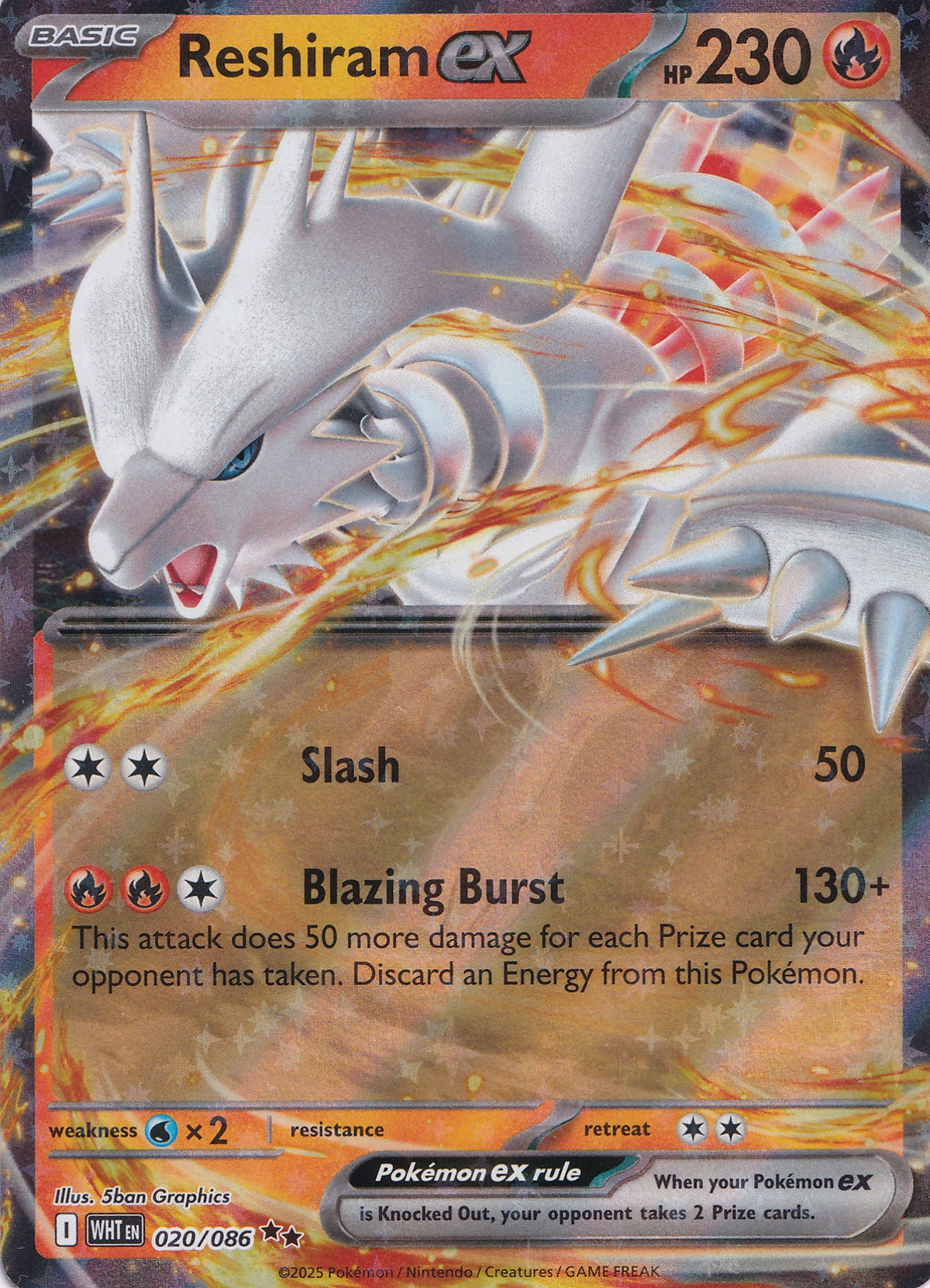 Reshiram ex 020/086 WHT ENG 2025 (NM)