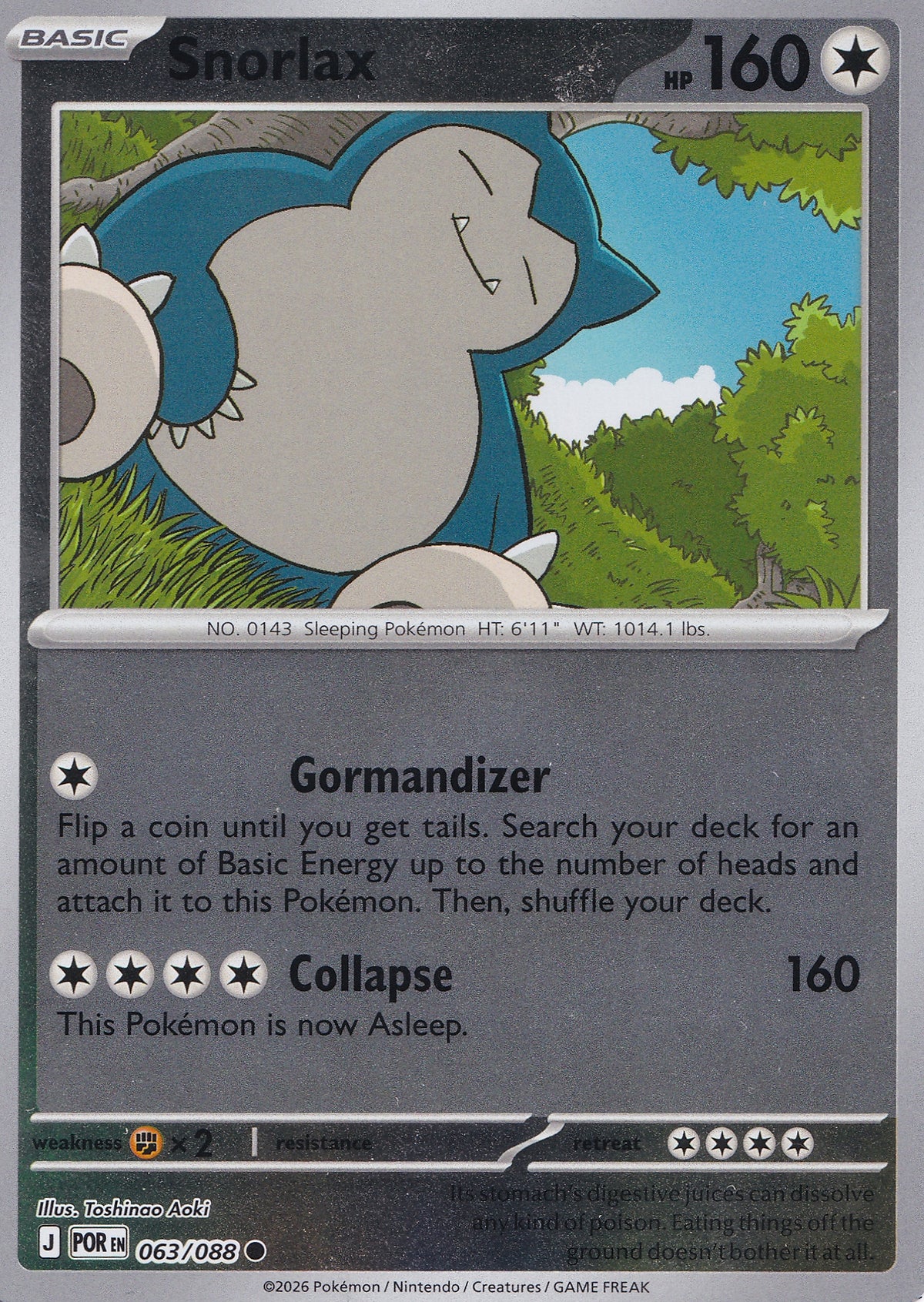 Snorlax 063/088 POR ENG 2026 RH (NM)