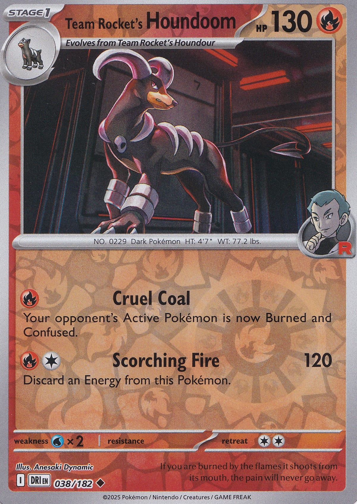 Team Rocket's Houndoom 038/182 DRI ENG 2025 (NM)