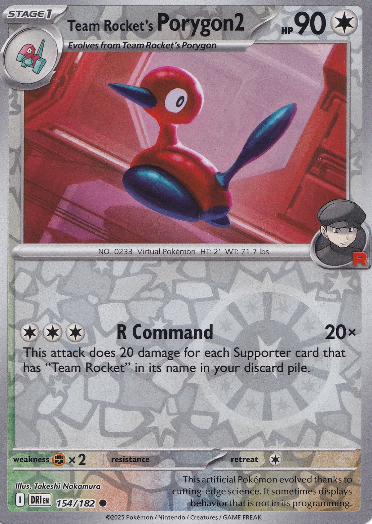 Team Rocket’s Porygon2 154/182 DRI EN REVERSE HOLO (NM)
