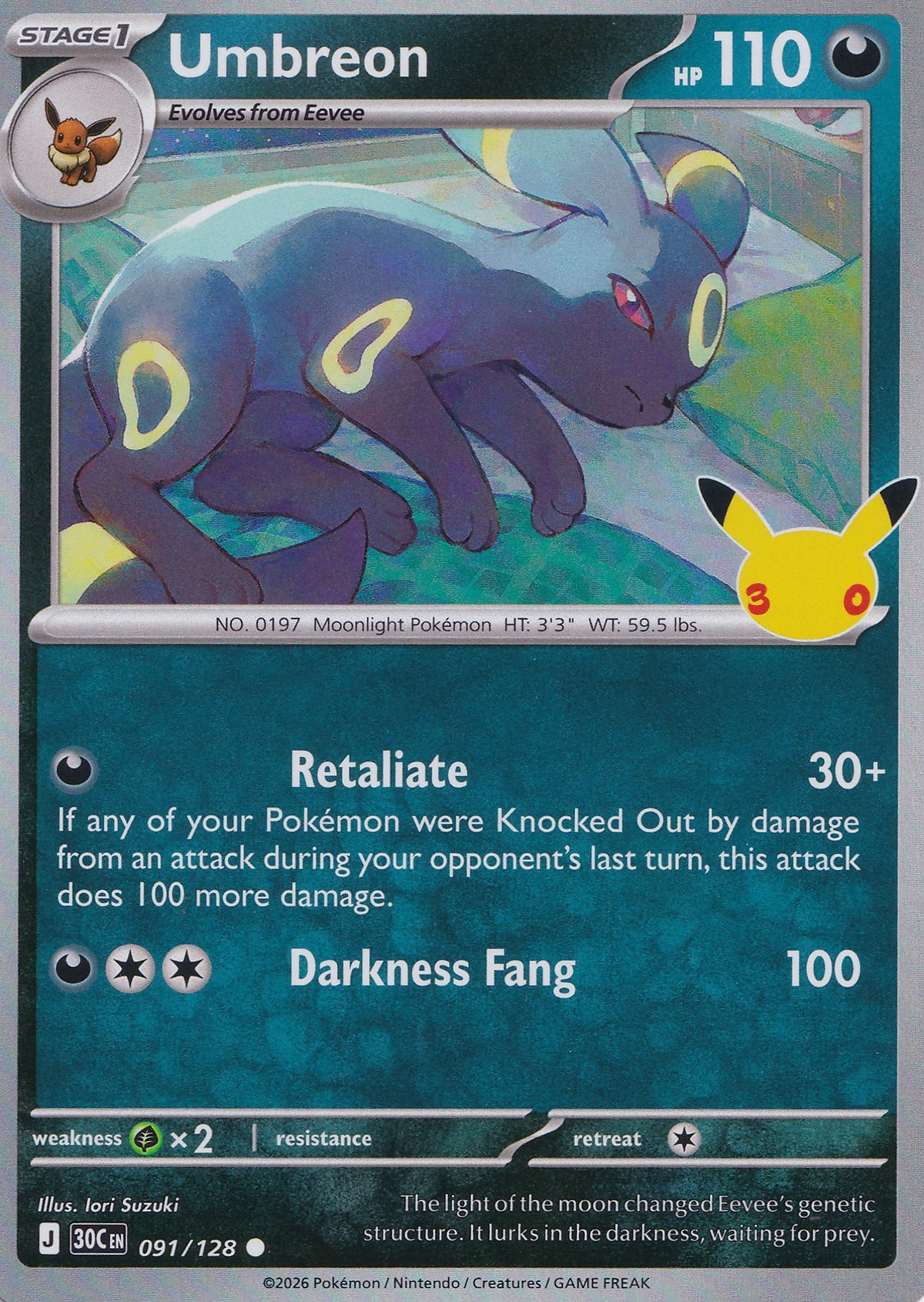 Umbreon 091/128 30C EN HOLO (NM)