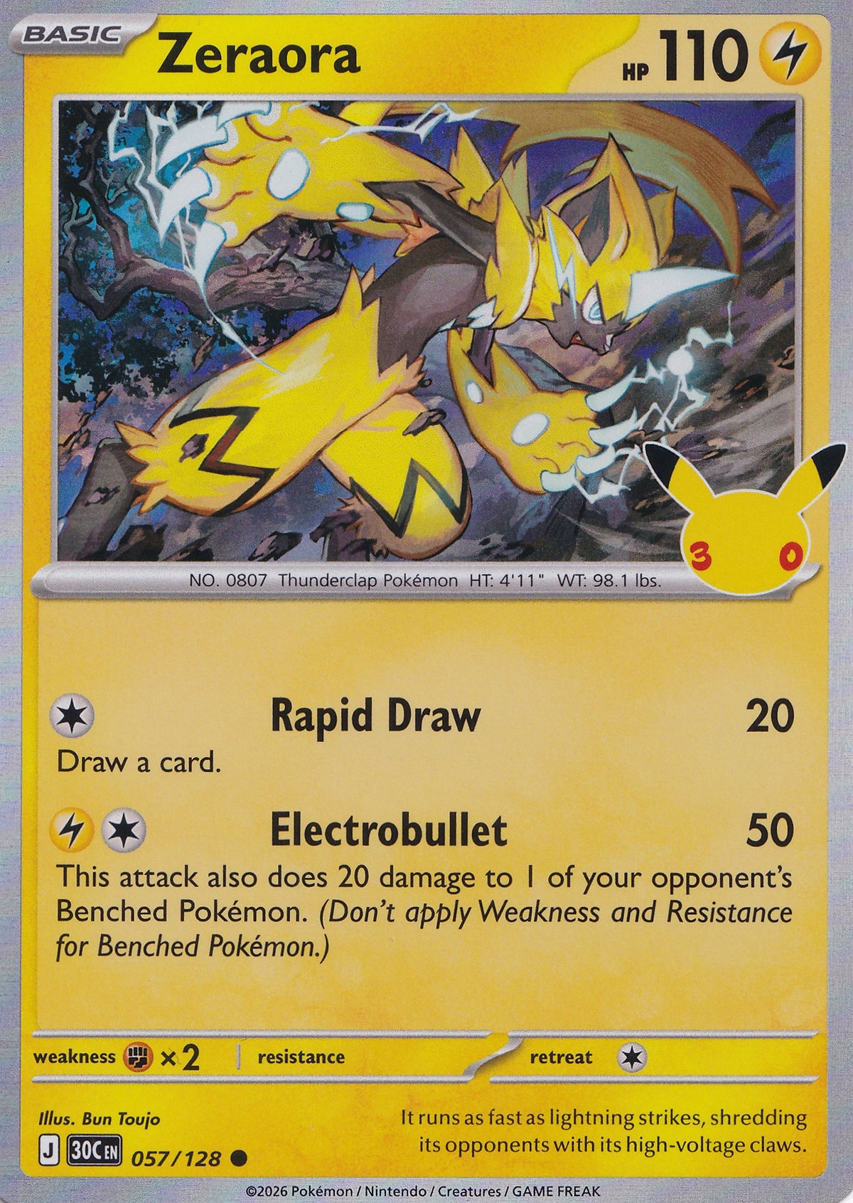 Zeraora 057/128 30C EN HOLO (NM)